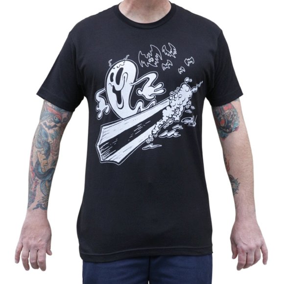 NWT Watery Grave Tattoo Art Surfboarder Ghost Graphic Tee S-2XL - Picture 2 of 3